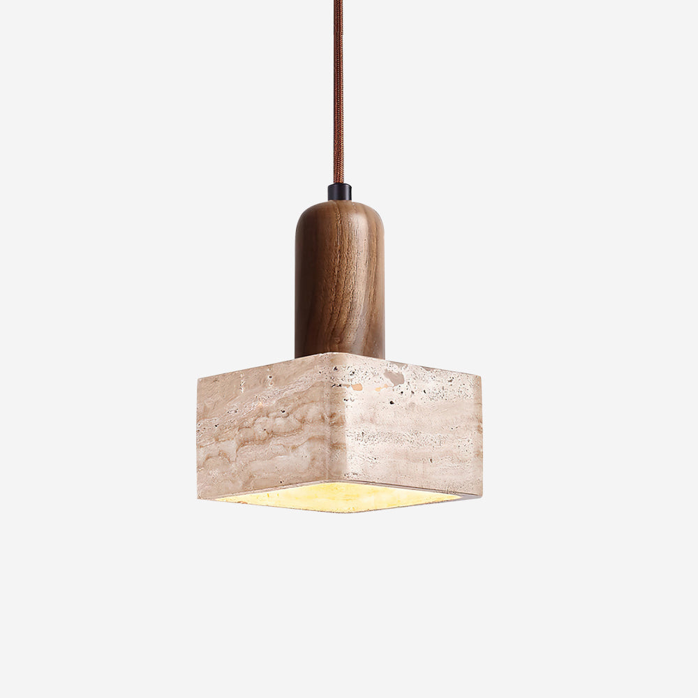 Lava Square Travertine Pendant Light
