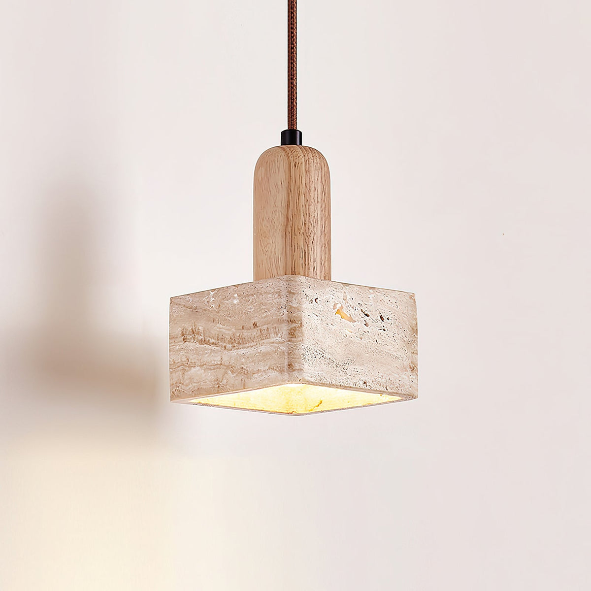 Lava Square Travertine Pendant Light
