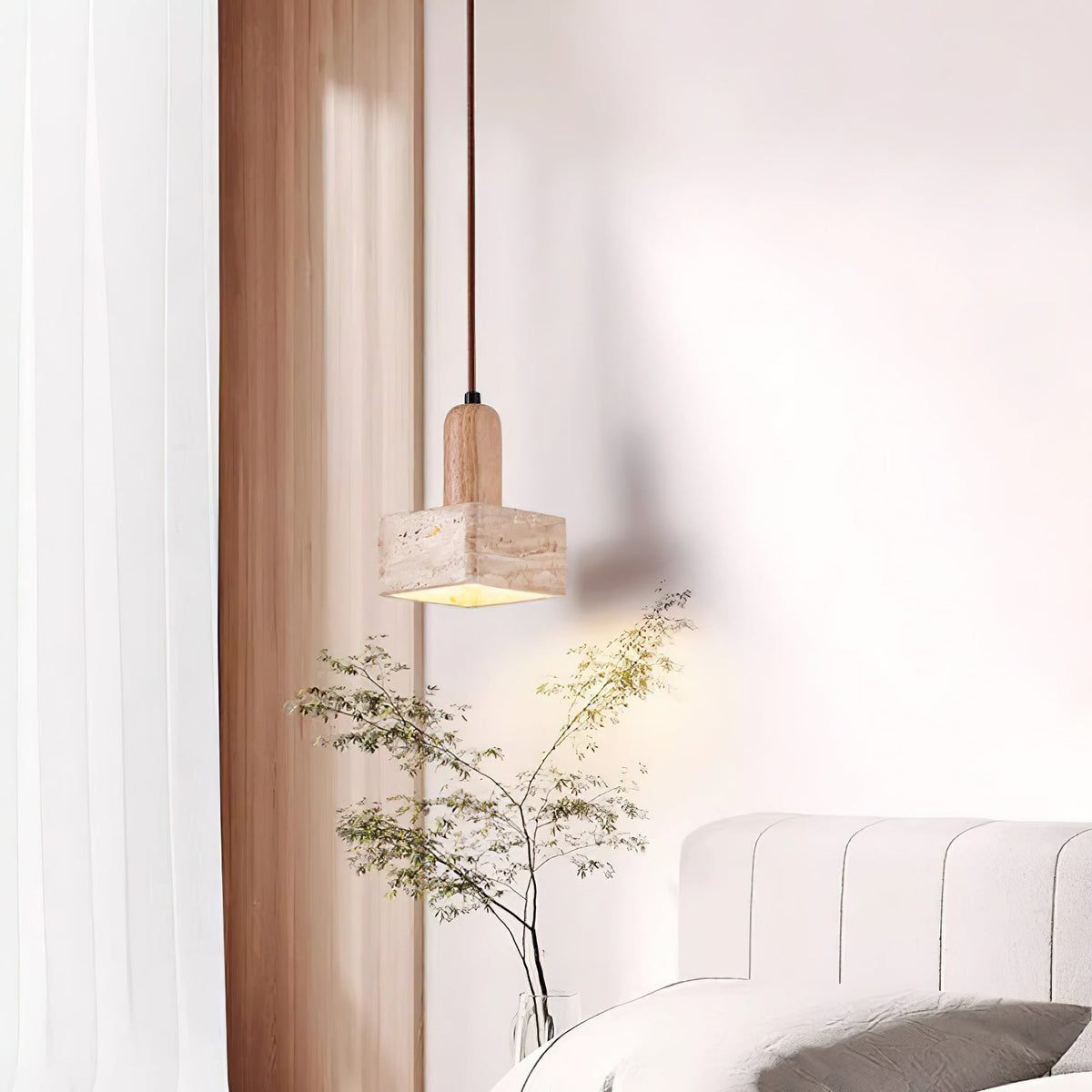 Lava Square Travertine Pendant Light