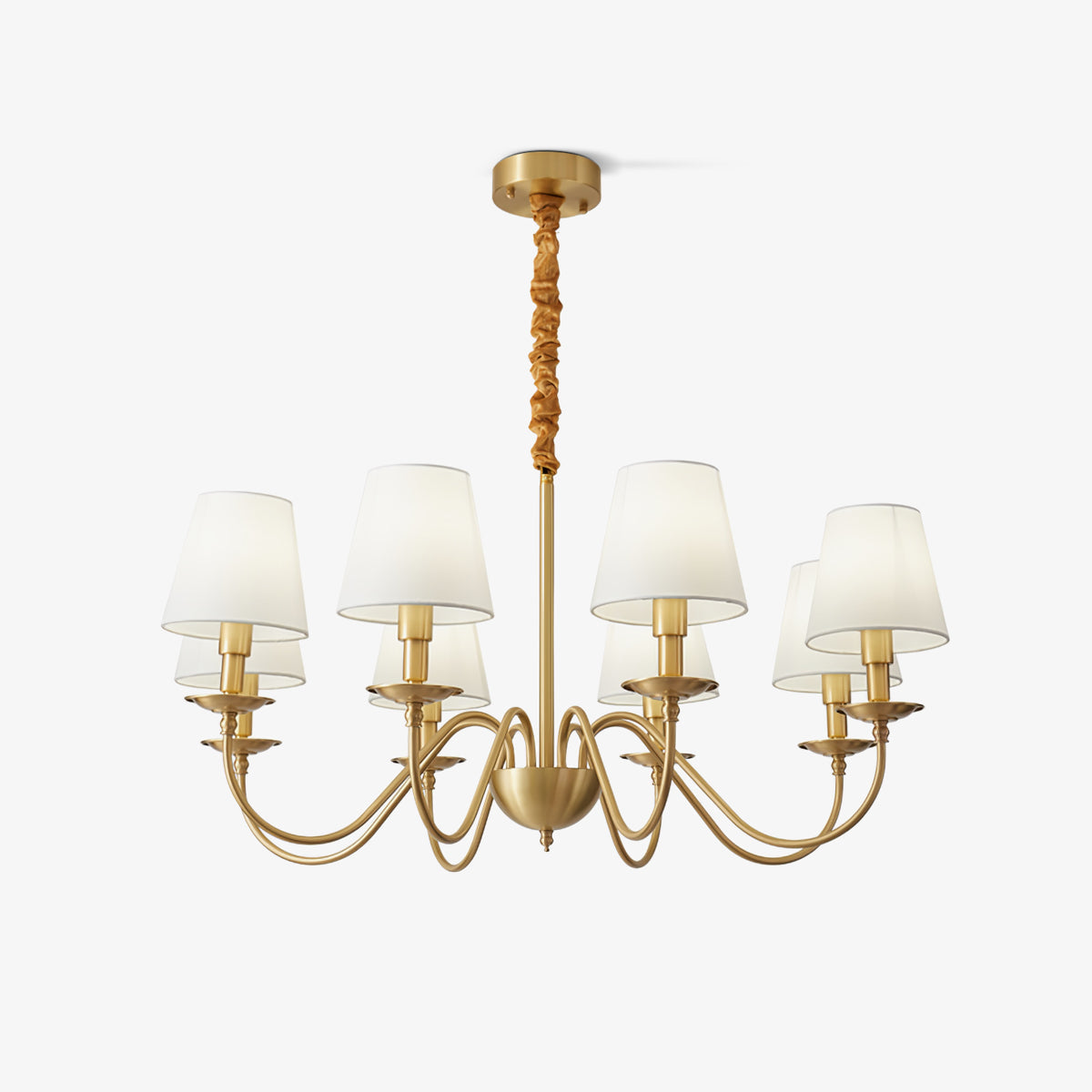 Codomet Vintage LED Metal Brass Multi Fabric White Lampshade Bedroom Living Room Pendant Light