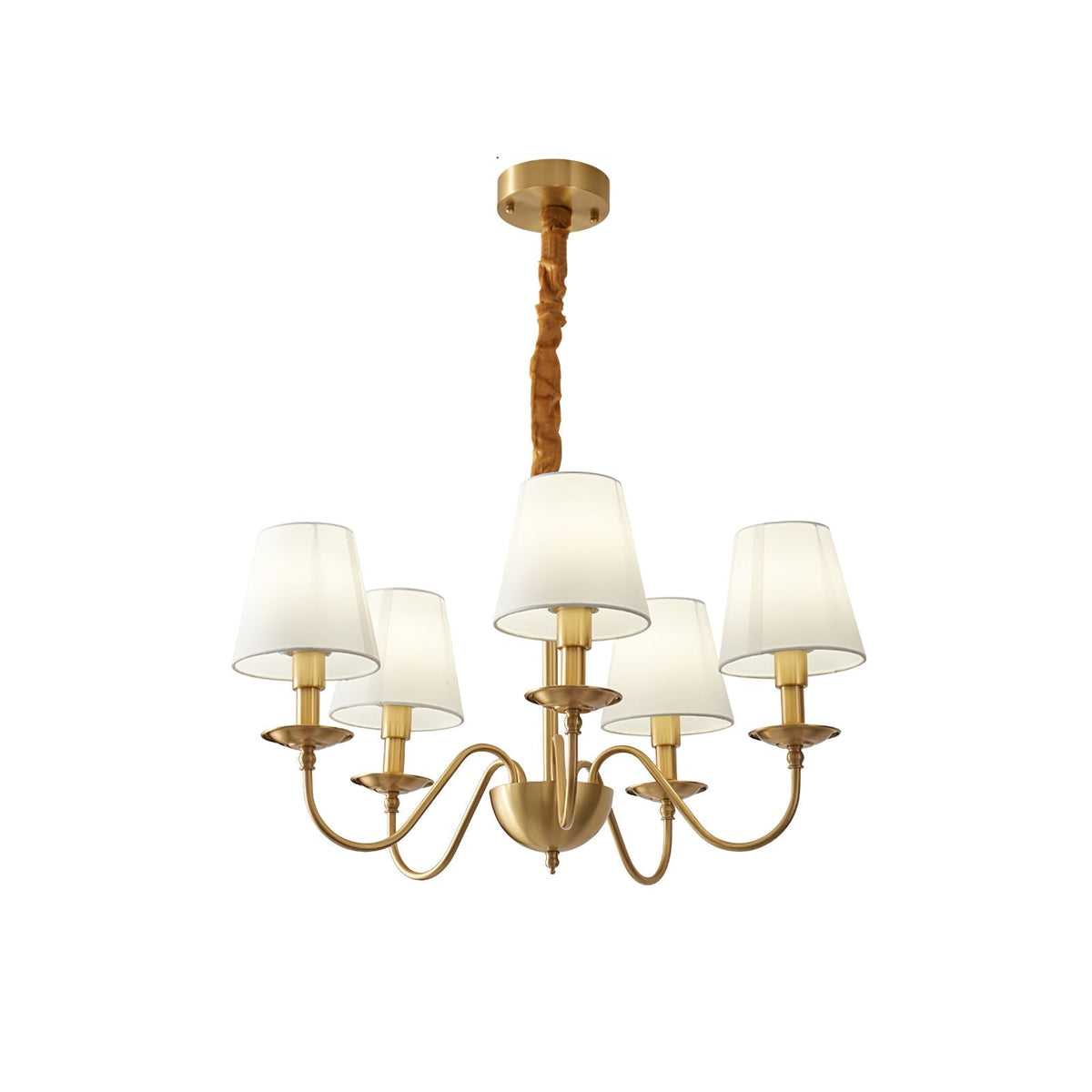 Codomet Vintage LED Metal Brass Multi Fabric White Lampshade Bedroom Living Room Pendant Light