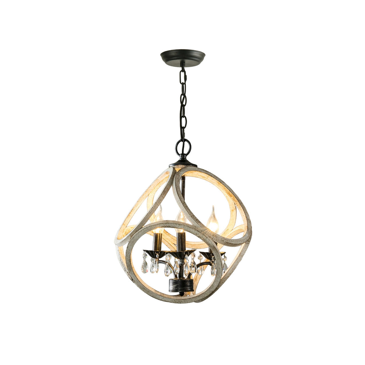 Viraearae Nordic Crystal Wood Pendant Lamp