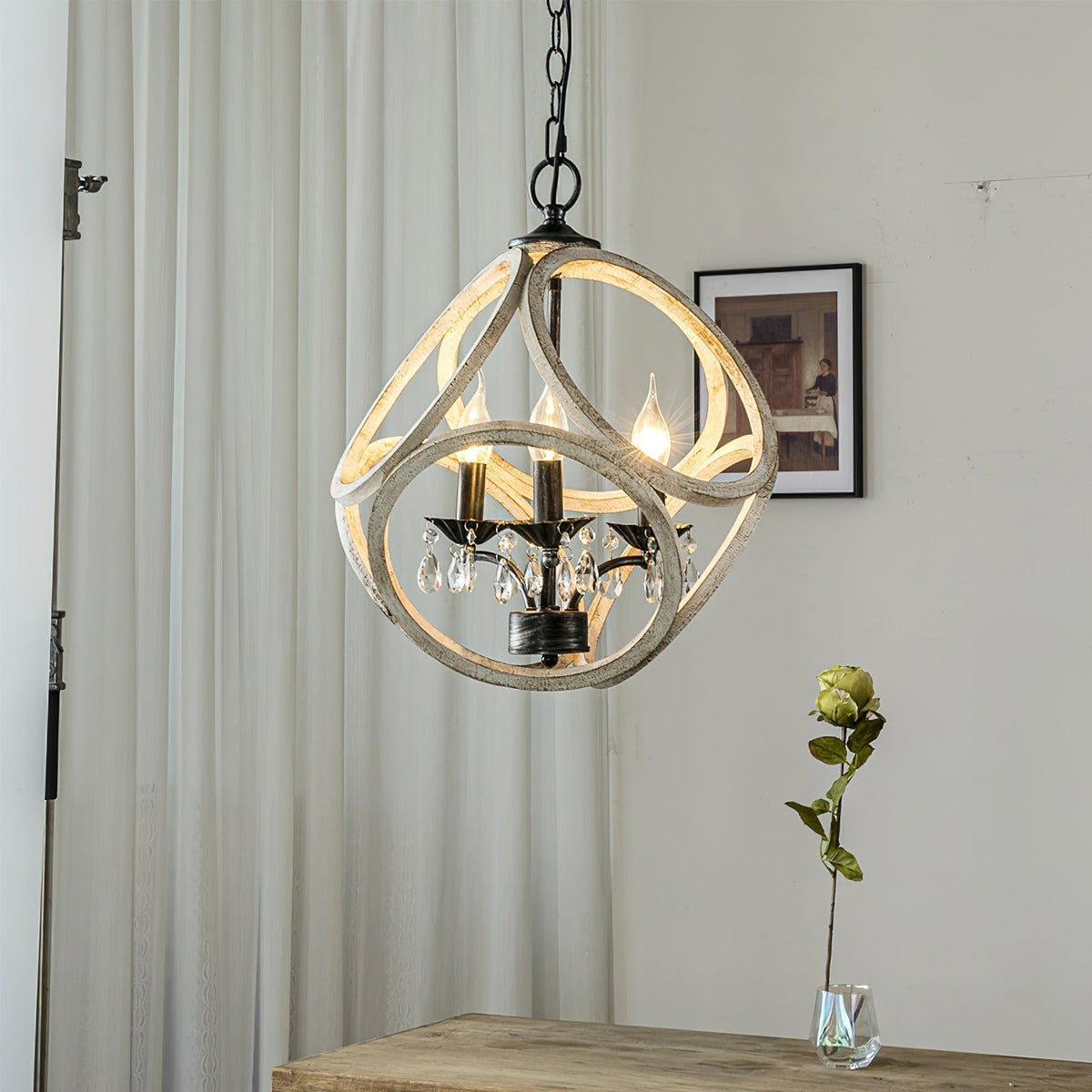 Viraearae Nordic Crystal Wood Pendant Lamp