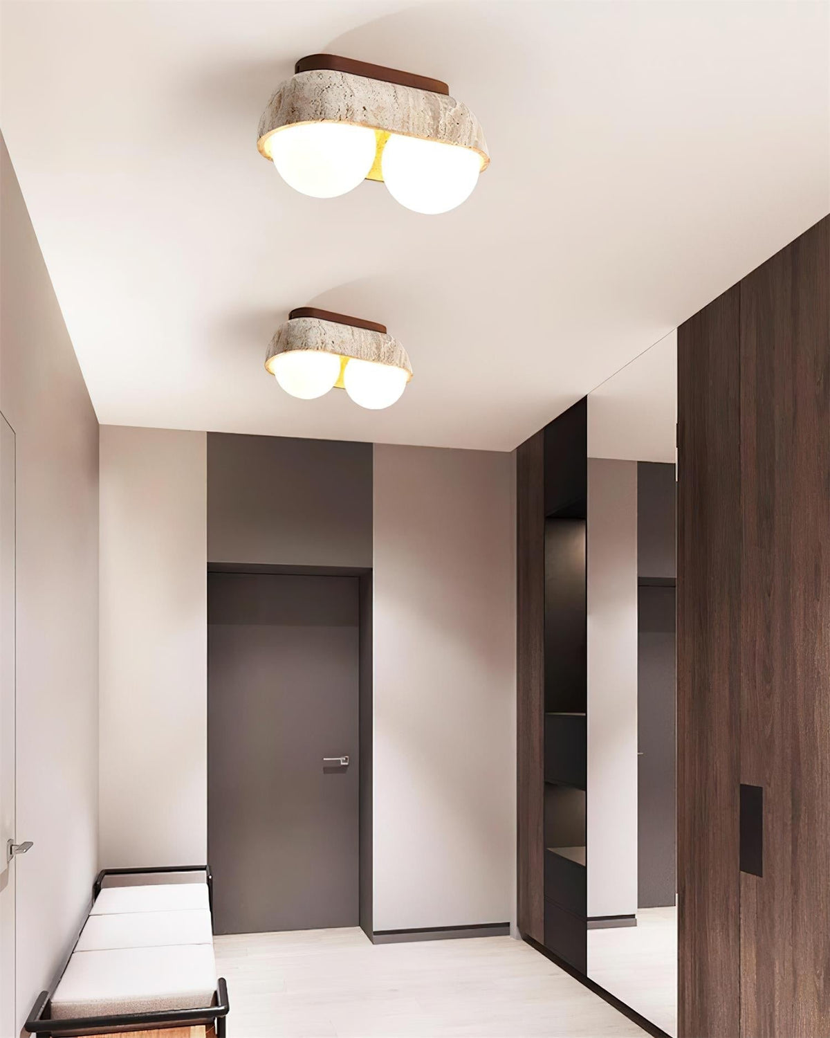 Norelina Ceiling Light Travertine Rectangular