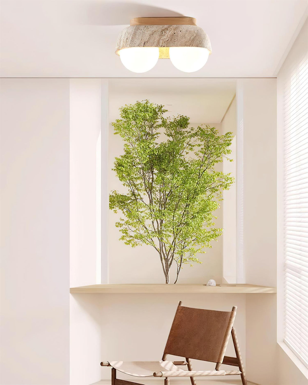 Norelina Ceiling Light Travertine Rectangular