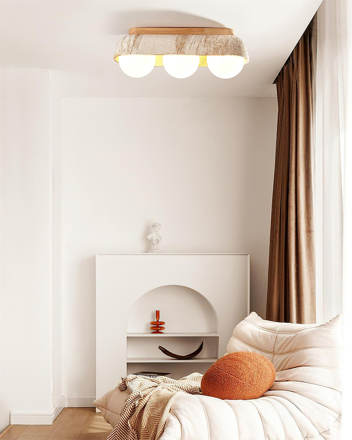 Norelina Ceiling Light Travertine Rectangular