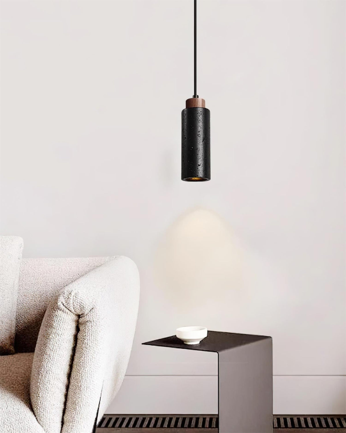 Nerova Pendant Light Travertine Wood Minimalist