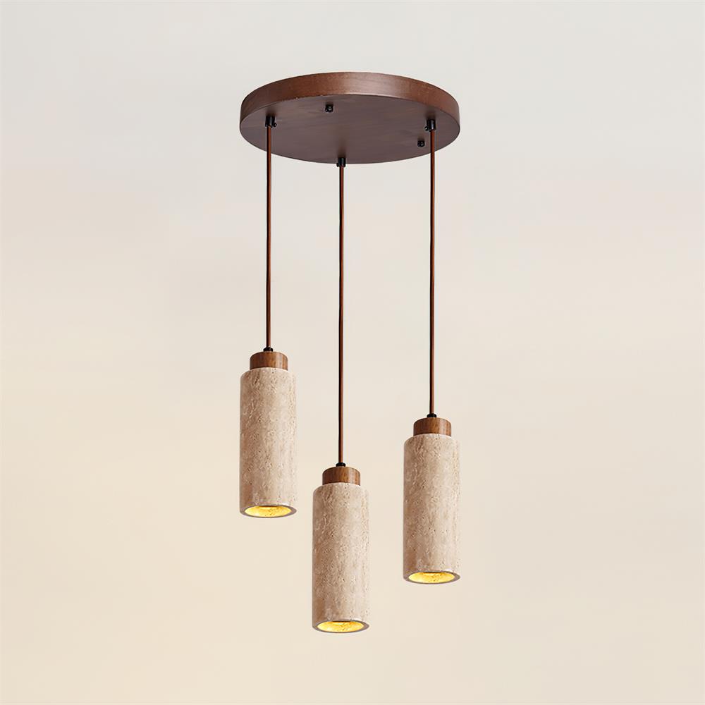 Nerova Pendant Light Travertine Wood Minimalist
