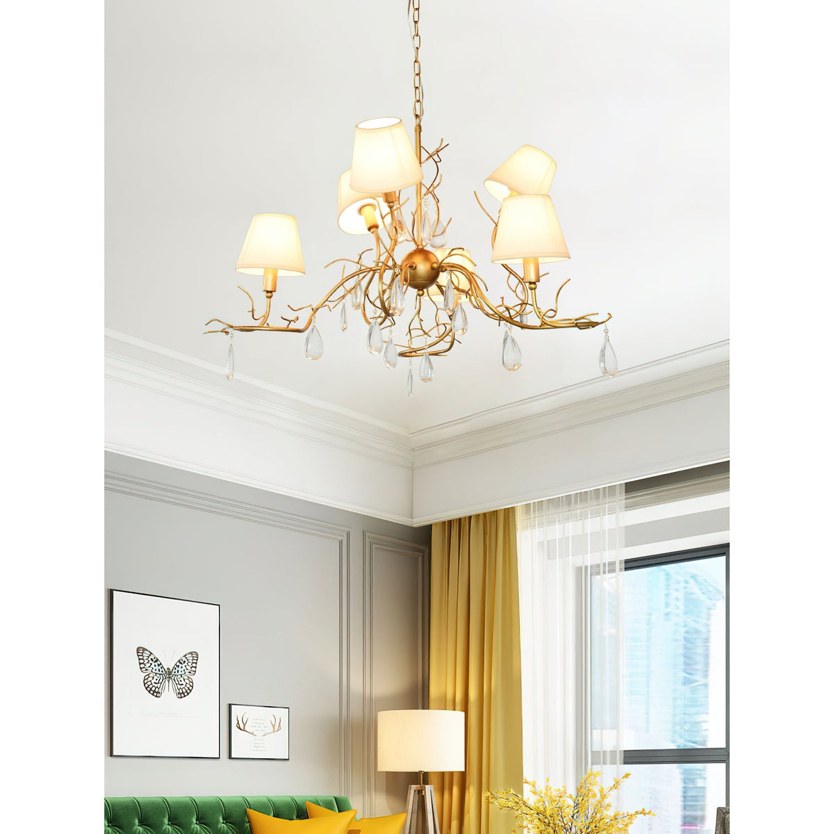 Olsolan Postmodern Luxury Fabric Crystal Chandelier