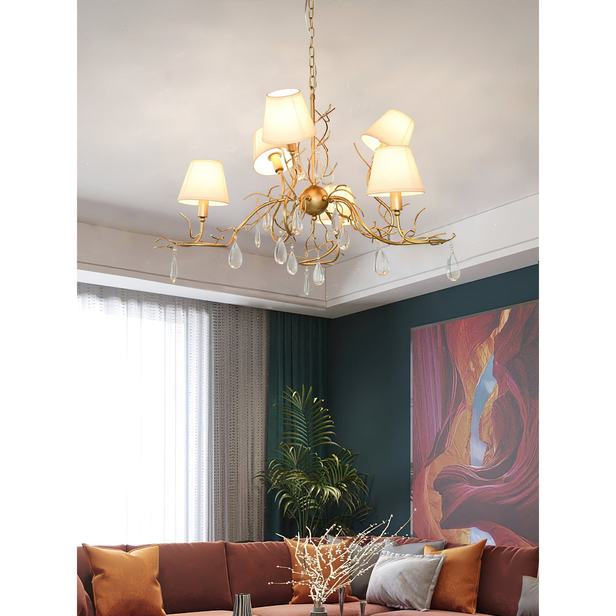 Olsolan Postmodern Luxury Fabric Crystal Chandelier