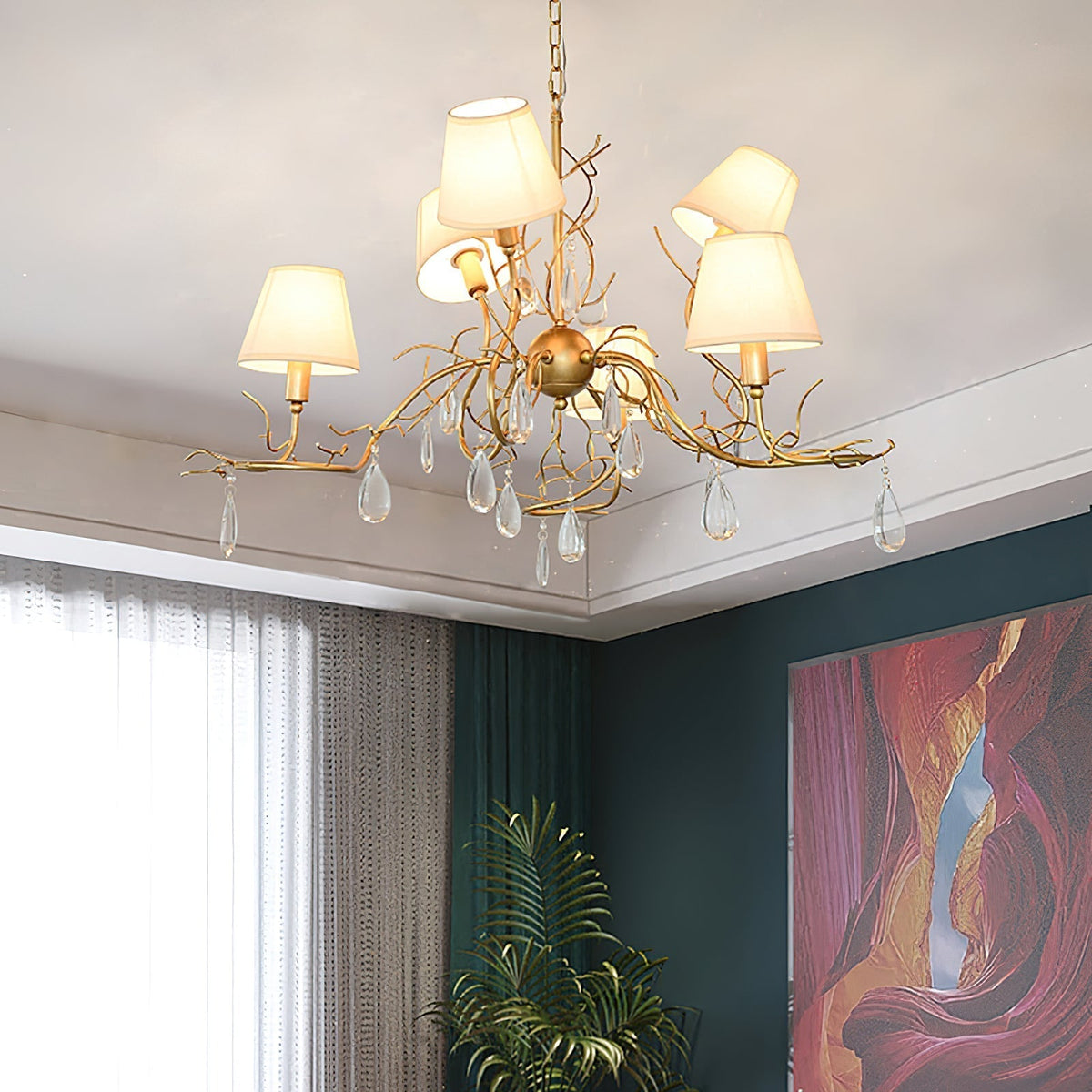 Olsolan Postmodern Luxury Fabric Crystal Chandelier