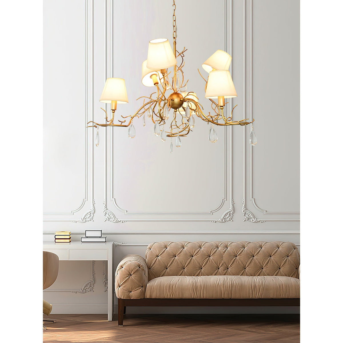 Olsolan Postmodern Luxury Fabric Crystal Chandelier