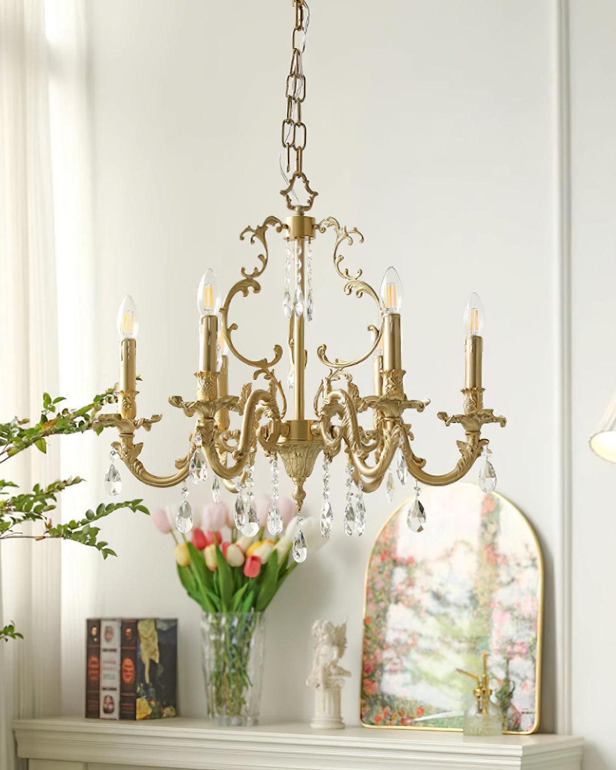 Ella Chandelier Classic Brass Crystal