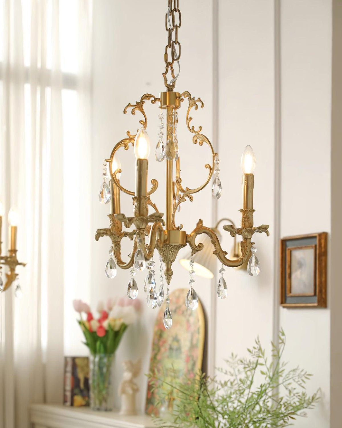 Ella Chandelier Classic Brass Crystal
