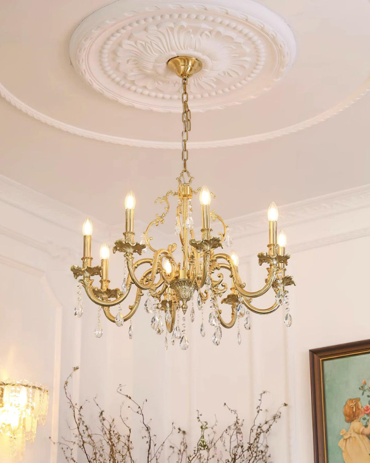 Ella Chandelier Classic Brass Crystal