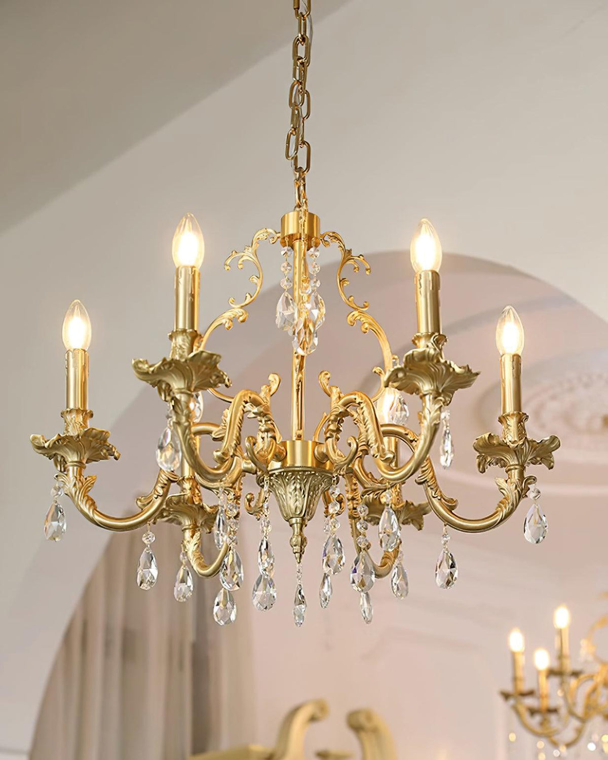 Ella Chandelier Classic Brass Crystal