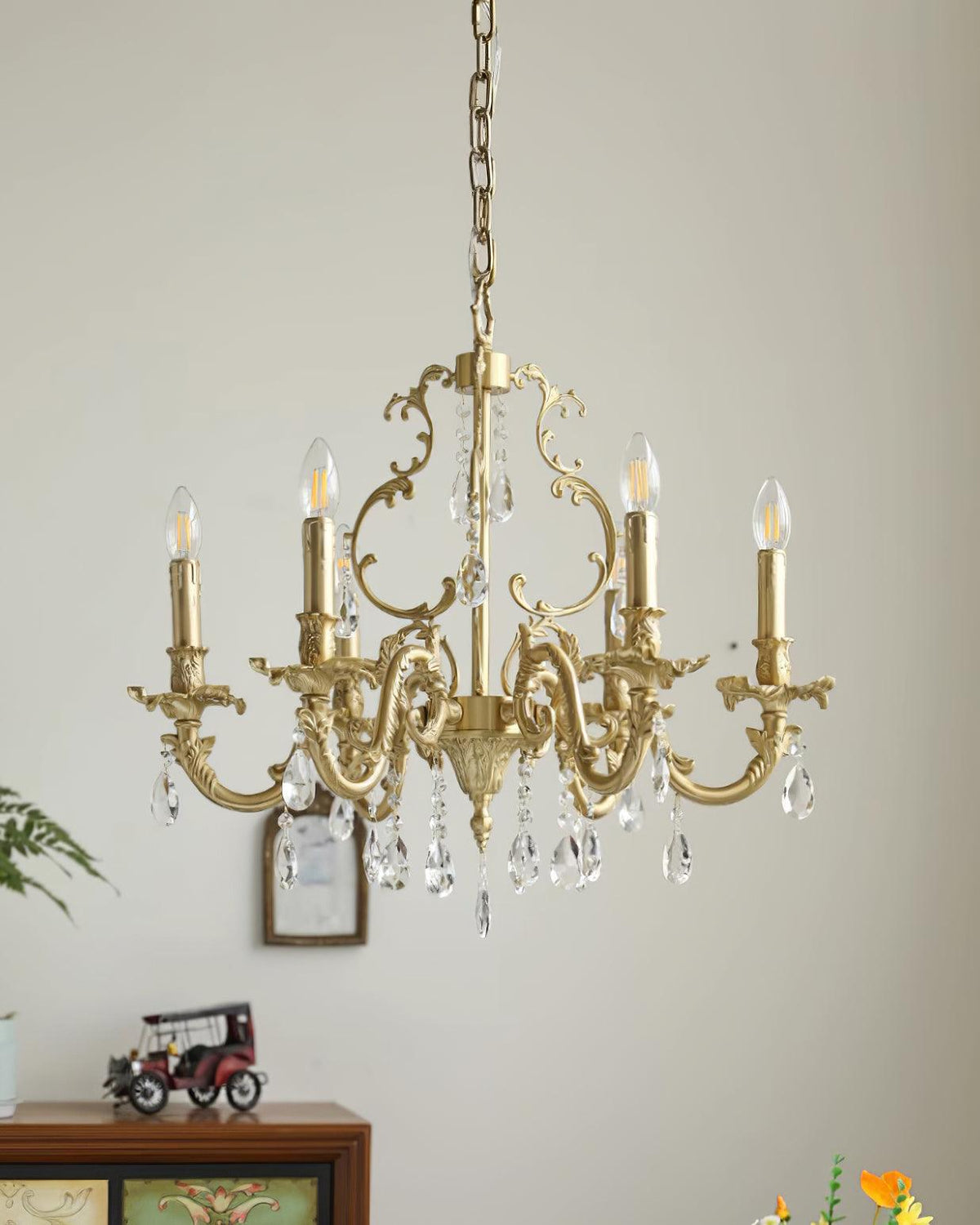 Ella Chandelier Classic Brass Crystal