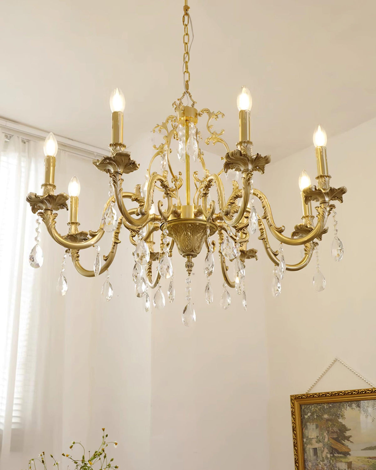 Ella Chandelier Classic Brass Crystal