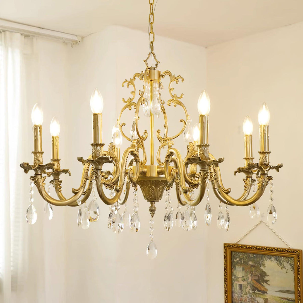 Ella Chandelier Classic Brass Crystal