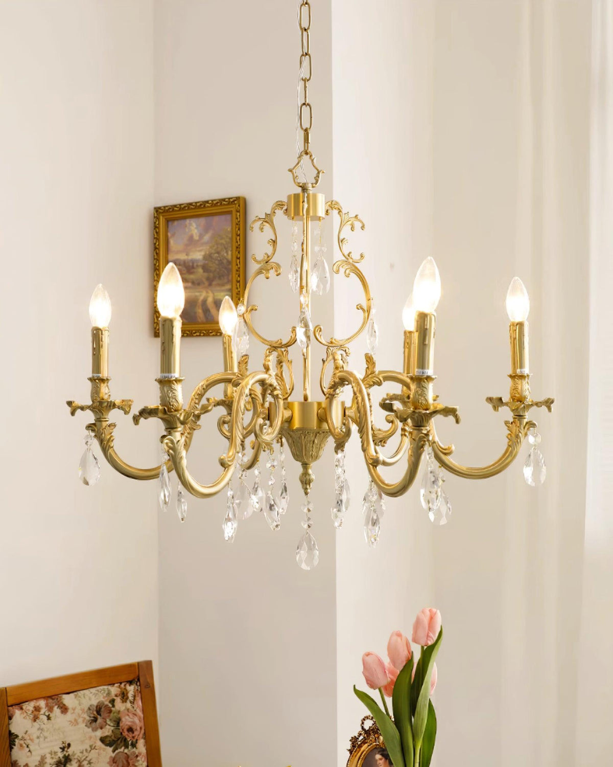 Ella Chandelier Classic Brass Crystal