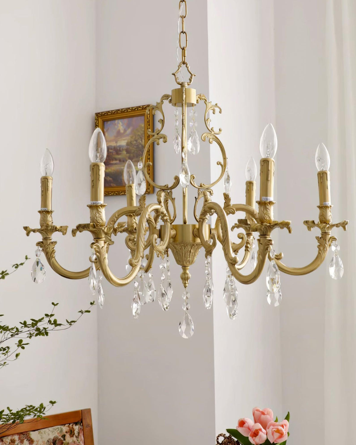 Ella Chandelier Classic Brass Crystal