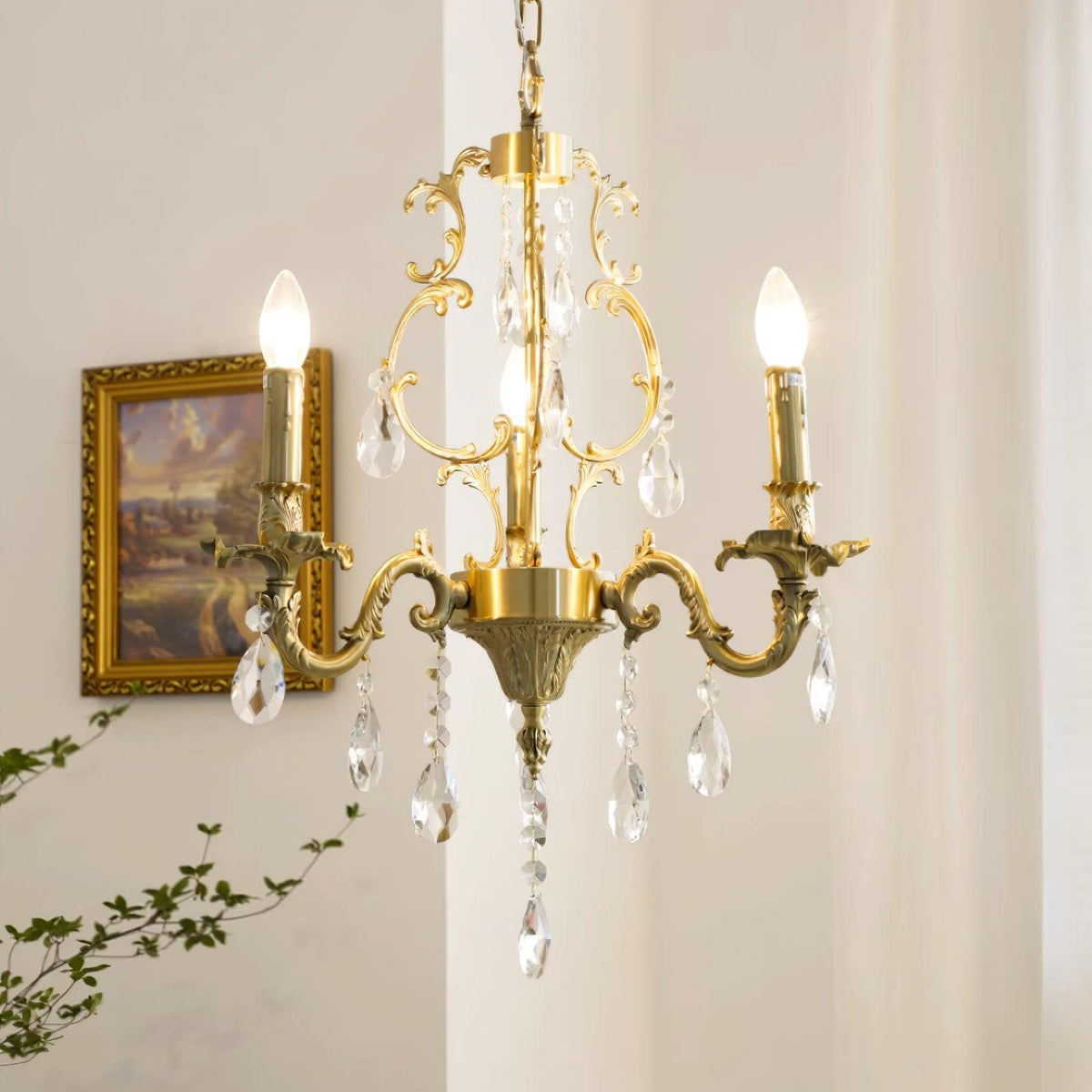 Ella Chandelier Classic Brass Crystal