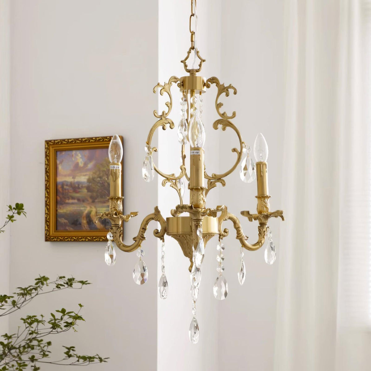 Ella Chandelier Classic Brass Crystal