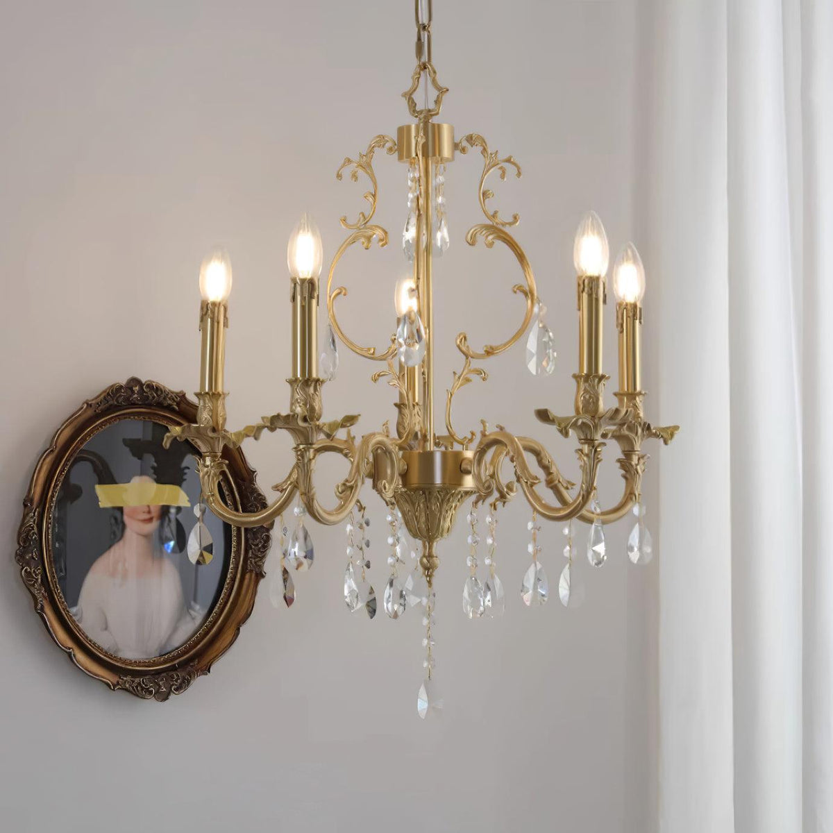 Ella Chandelier Classic Brass Crystal