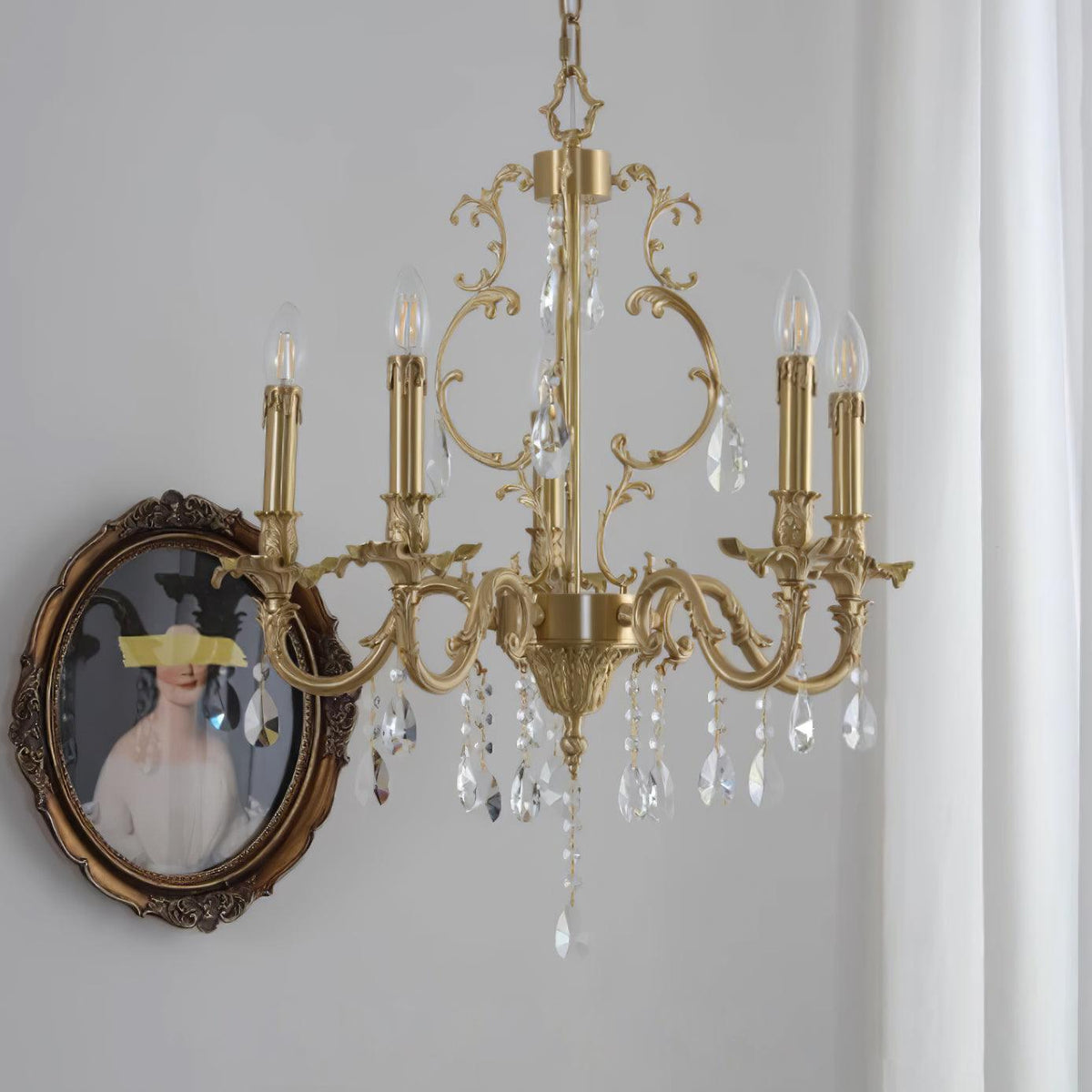 Ella Chandelier Classic Brass Crystal