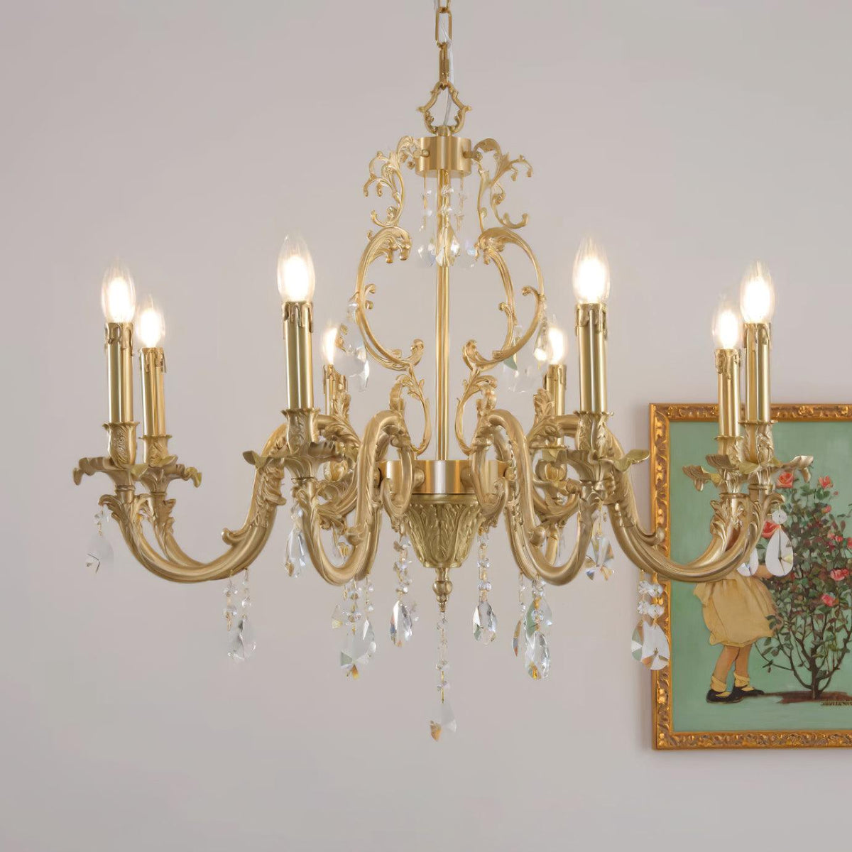 Ella Chandelier Classic Brass Crystal