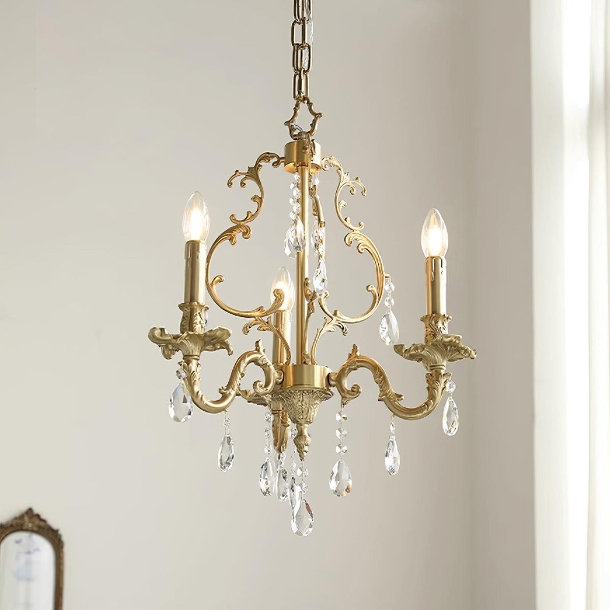 Ella Chandelier Classic Brass Crystal