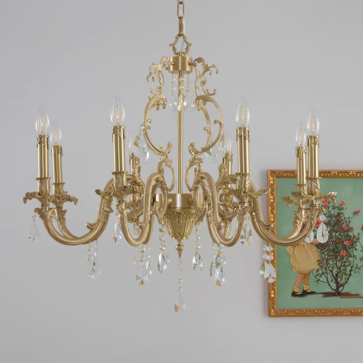 Ella Chandelier Classic Brass Crystal