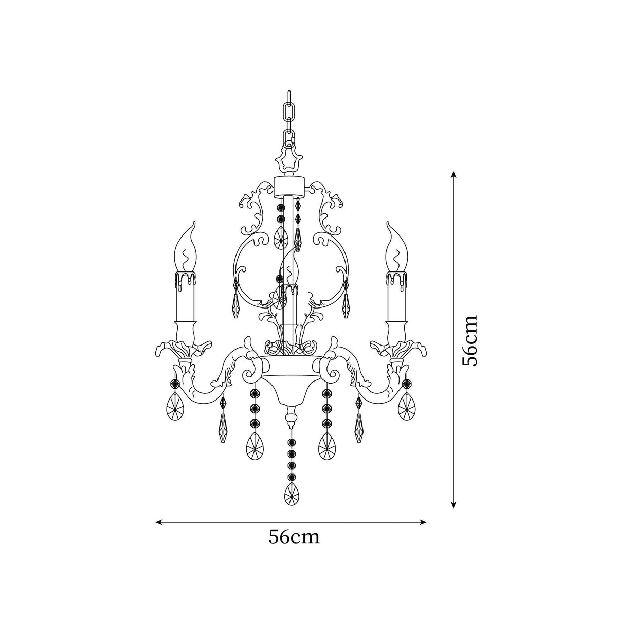 Ella Chandelier Classic Brass Crystal