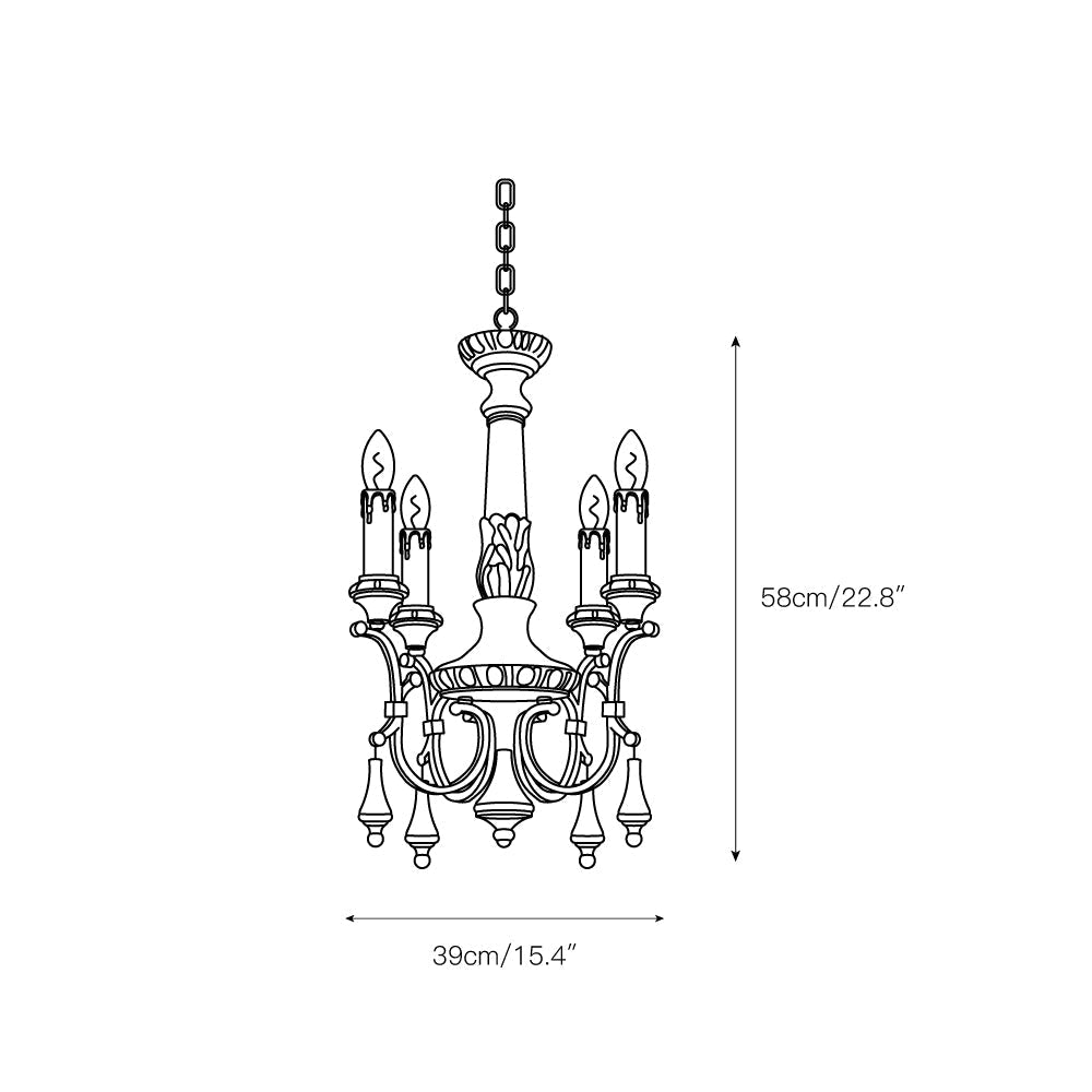 Myphaor Vintage Industrial Hand-carved Wood Chandelier