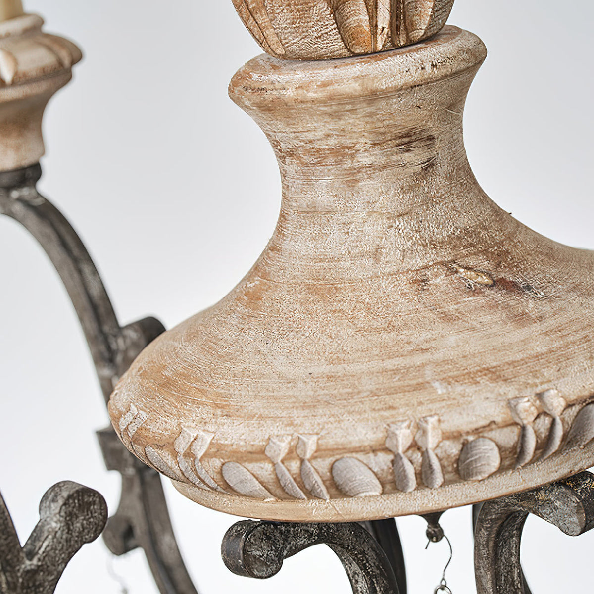 Myphaor Vintage Industrial Hand-carved Wood Chandelier