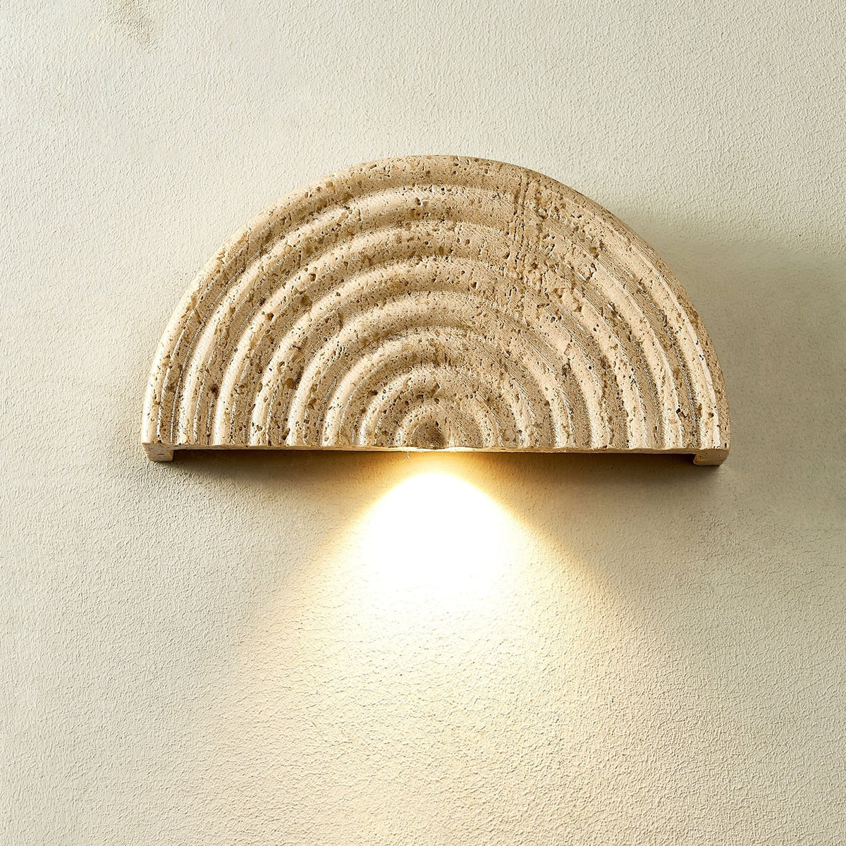 Faro Travertine Half-Moon Wall Lamp