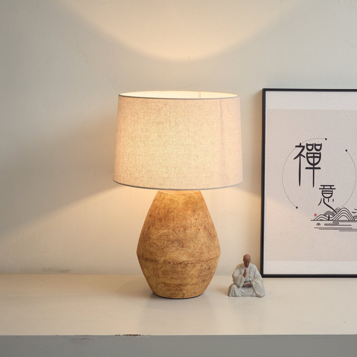Textured Terracotta Toned Table Lamp