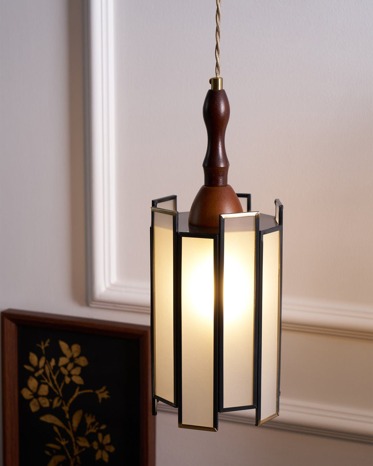 Creshen Wood & Glass Vintage Pendant Lamp