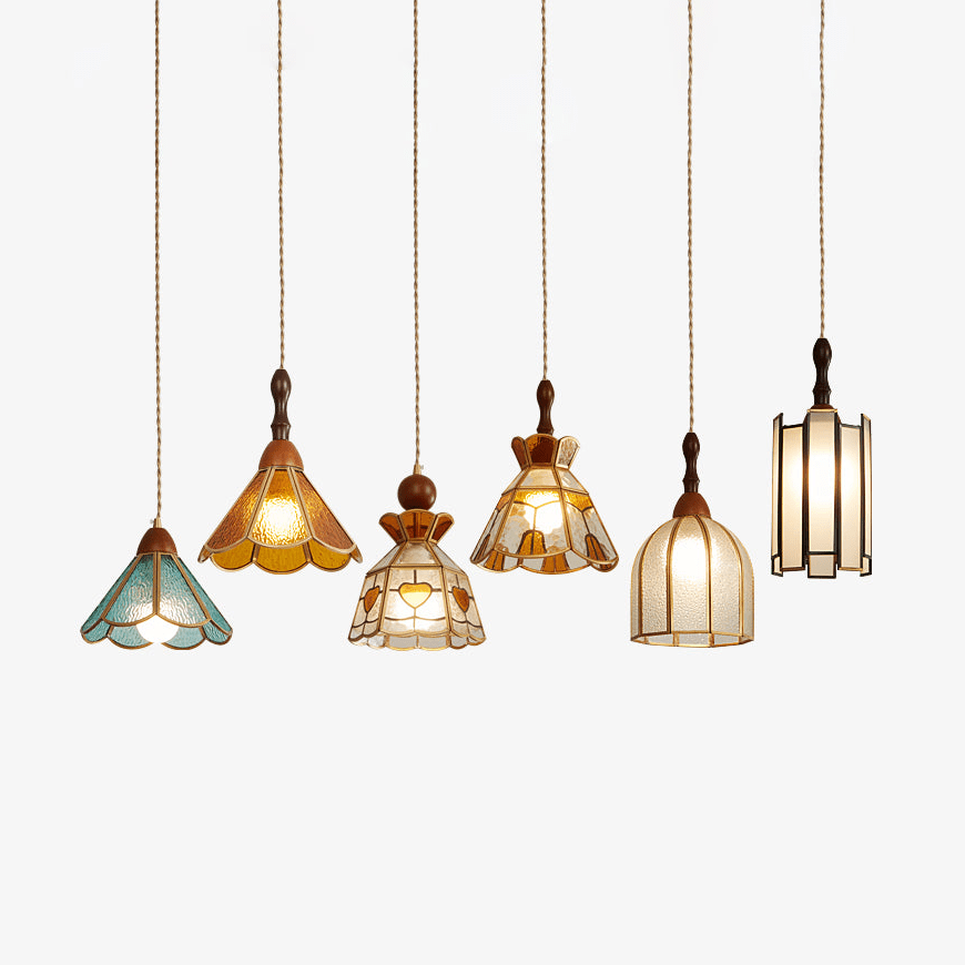 Creshen Wood & Glass Vintage Pendant Lamp