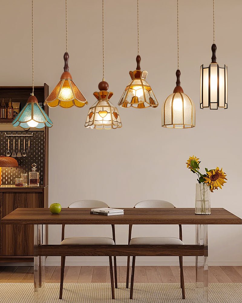 Creshen Wood & Glass Vintage Pendant Lamp