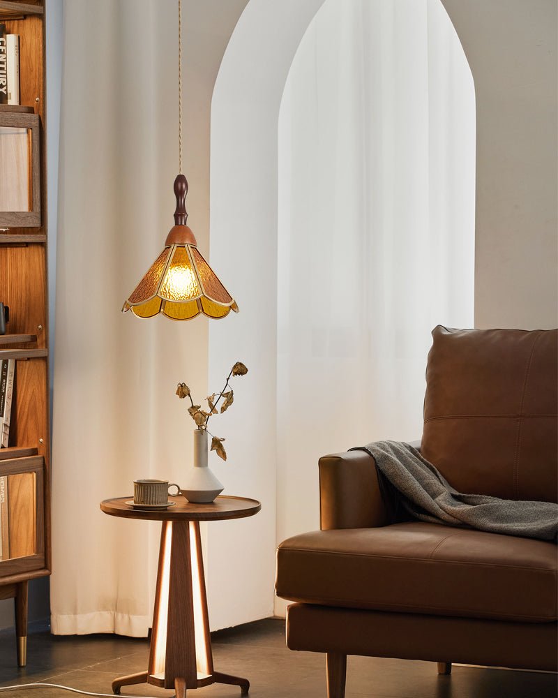 Creshen Wood & Glass Vintage Pendant Lamp