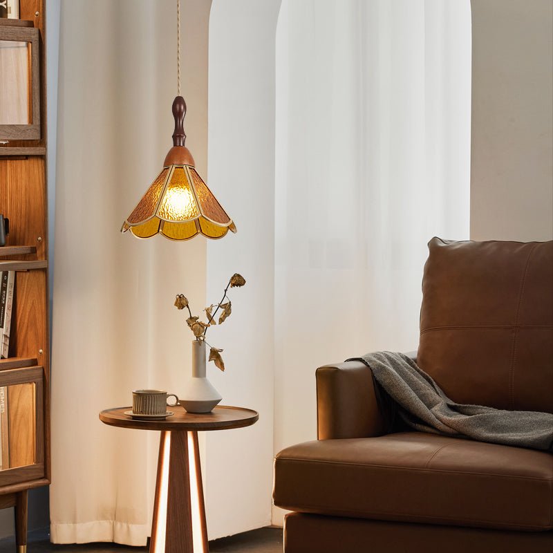 Creshen Wood & Glass Vintage Pendant Lamp