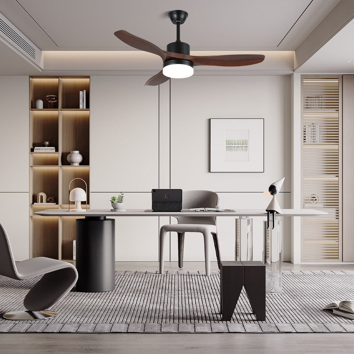 Darian Minimalist Wood Ceiling Fan Light