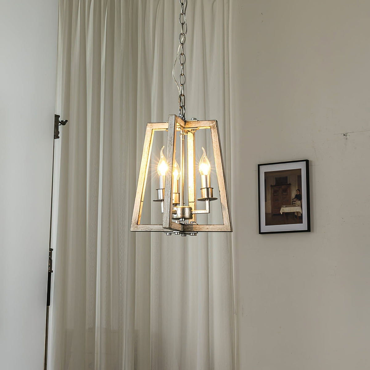 Tinsley Vintage Open Frame Wood Pendant Lamp