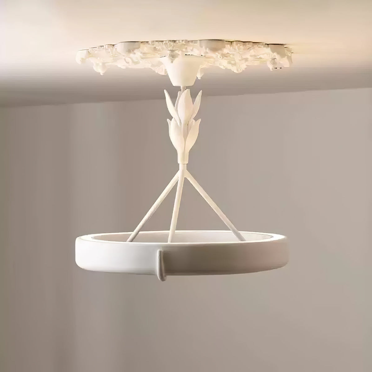 Eixor Chandelier Plaster White Floral Shape Minimalist