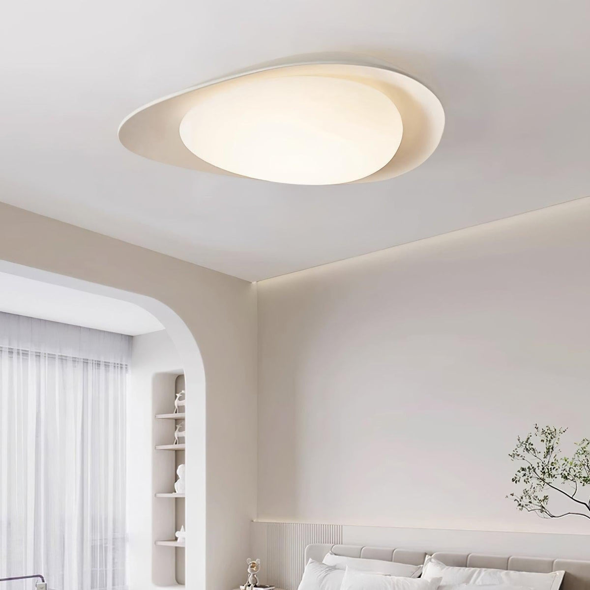 Zupudek Ceiling Lamp Green&Beige Pebble Shape