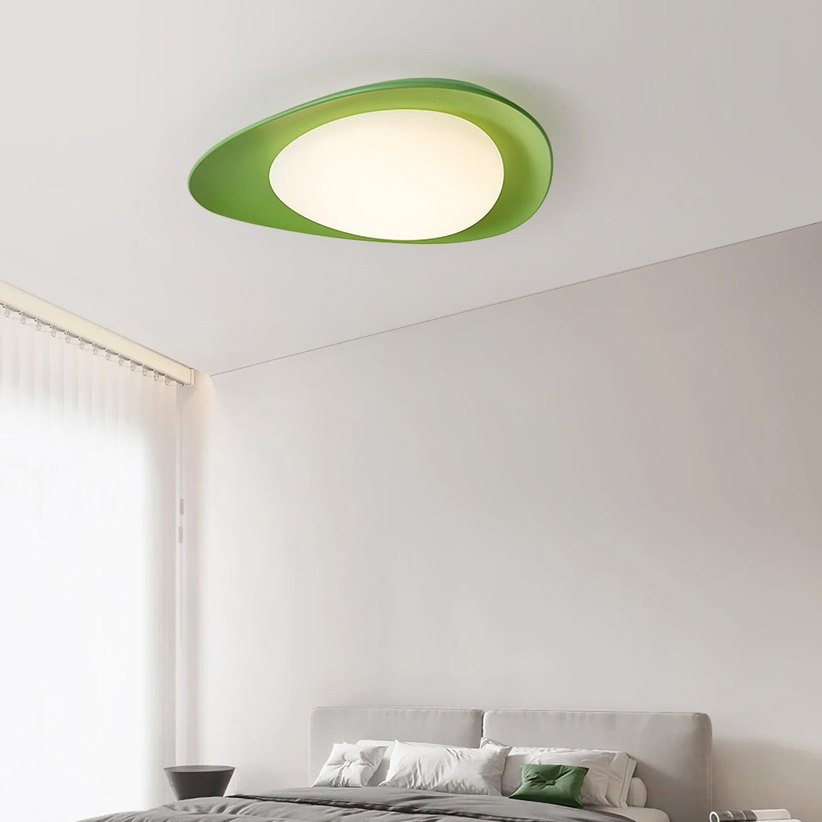 Zupudek Ceiling Lamp Green&Beige Pebble Shape