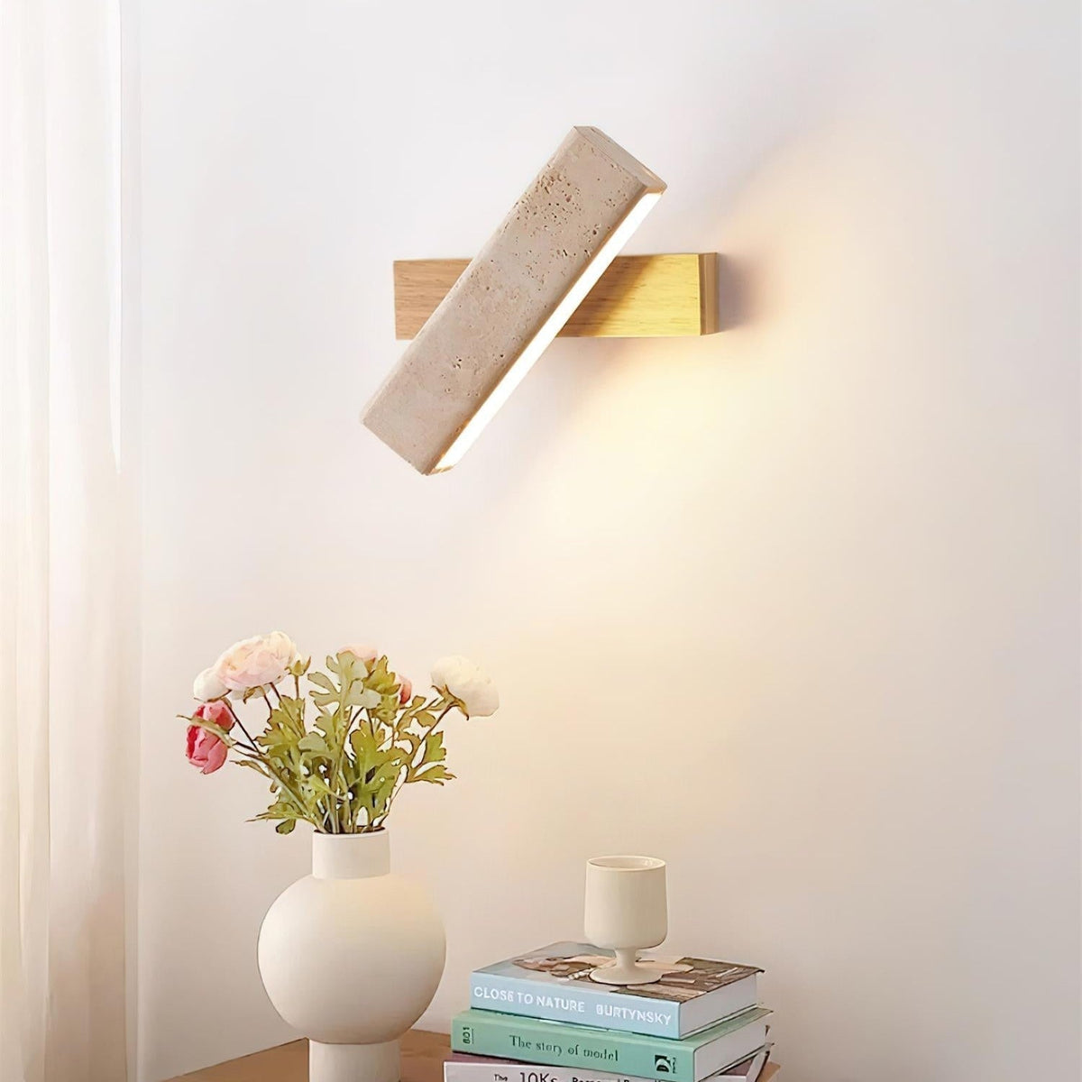 Novra Travertine Rotating Wall Lamp