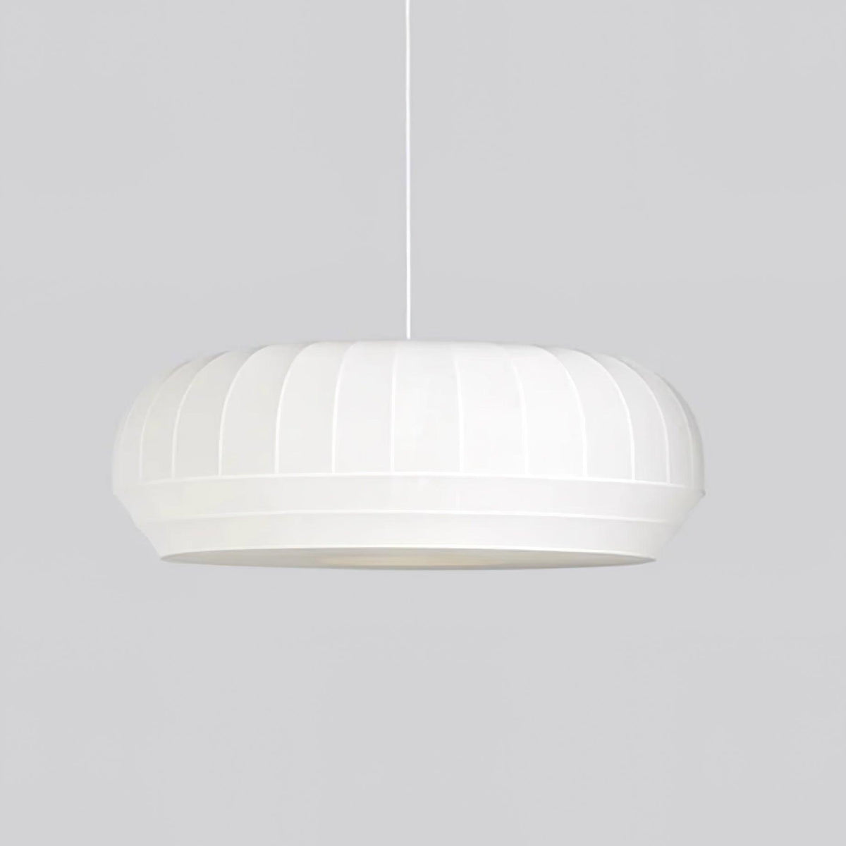 Taro Pendant Lamp Silk Shade White Fabric Vertical Lines Soft Modern Minimalist