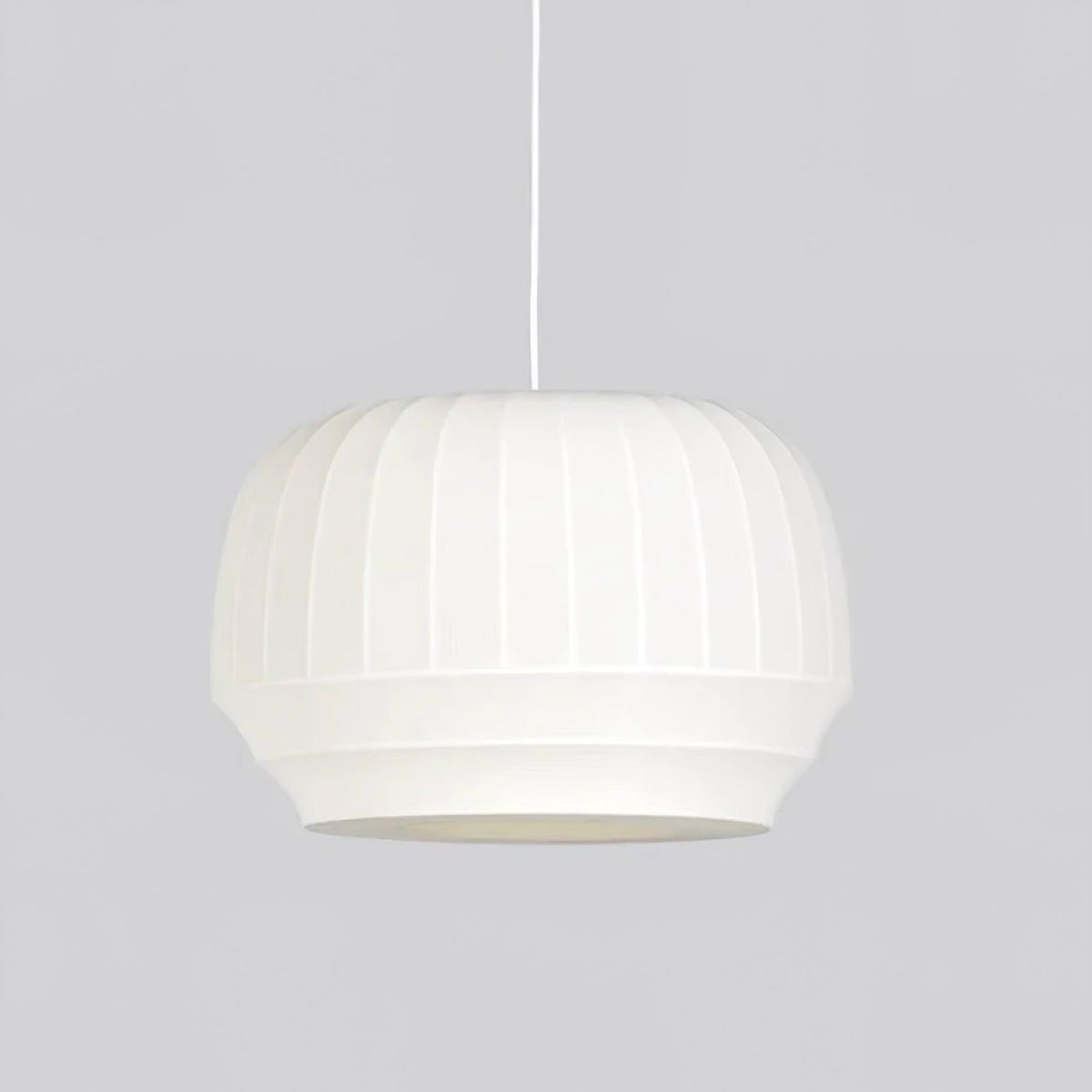Taro Pendant Lamp Silk Shade White Fabric Vertical Lines Soft Modern Minimalist